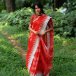 Vibrant Red with White Border Handloom Manipuri Saree