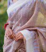 Light Beige/Lavender Handloom Manipuri Saree - Image 3