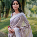 Light Beige/Lavender Handloom Manipuri Saree