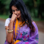 Purple/Yellow Handloom Manipuri Cotton Saree