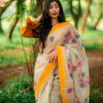 Off White/Yellow Handloom Manipuri Cotton Saree