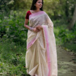 Off White/Baby Pink Handloom Manipuri Saree