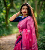 Magenta Pink Handloom Manipuri Saree - Image 2