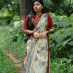 Classic Off-White/Cream with Red Border Handloom Manipuri Saree